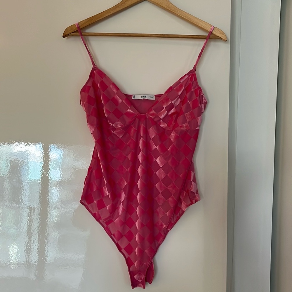 MANGO Pink Diamond Pattern Bodysuit